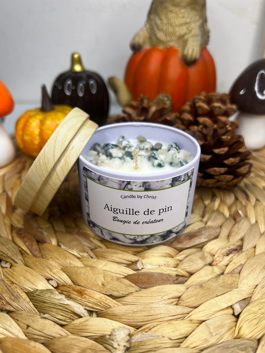 Bougie senteur aiguille de pin- Pierre en agate arbre