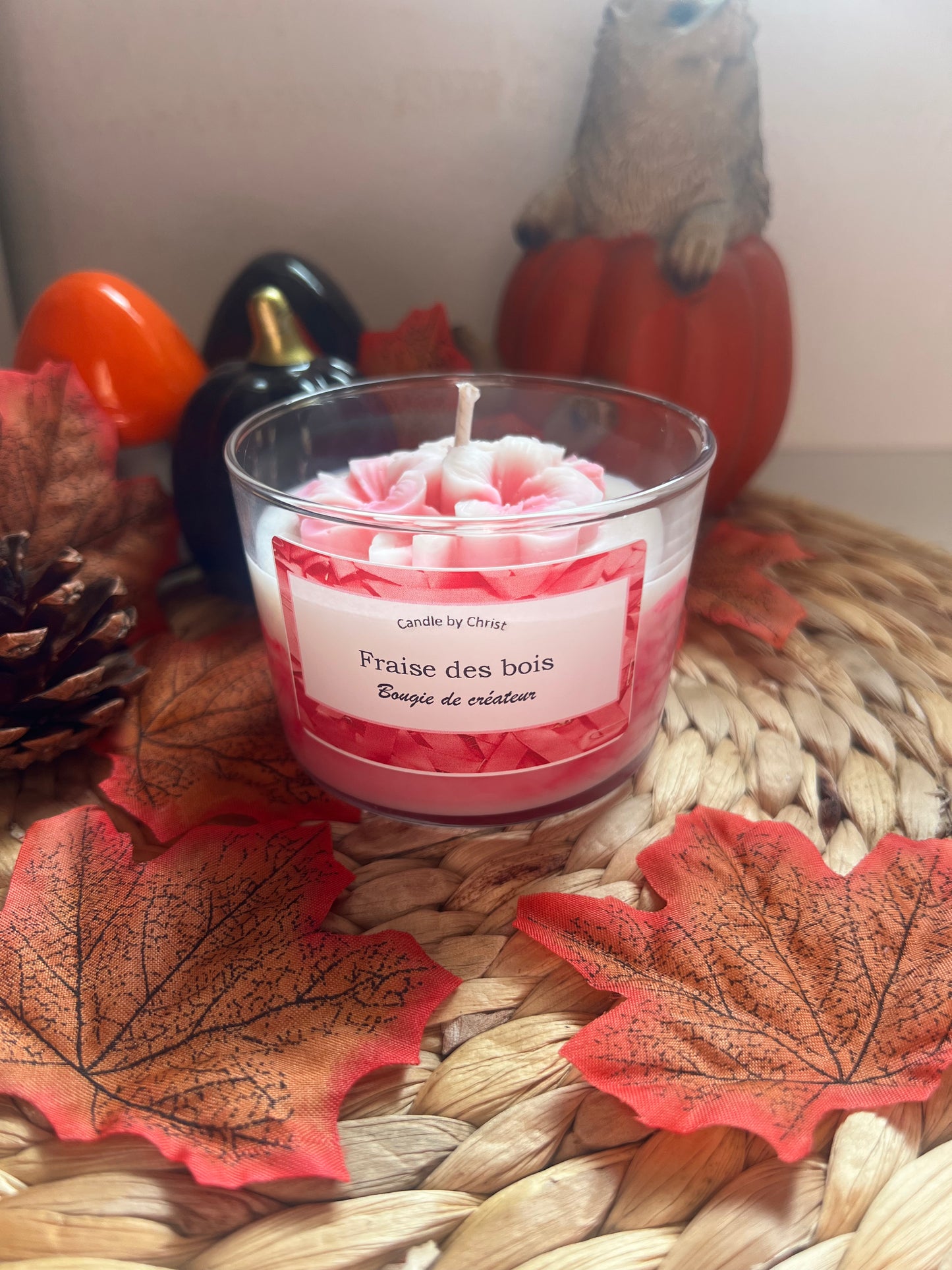 Bougie Octobre rose senteur Fraise des bois